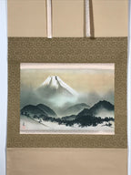 Japanese Boxed Hanging Scroll Vtg Sacred Mt Fuji Kakejiku Chagake SC974