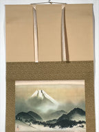 Japanese Boxed Hanging Scroll Vtg Sacred Mt Fuji Kakejiku Chagake SC974