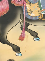 Japanese Boxed Hanging Scroll Vtg Samurai Horse Mount Fuji Color Kakejiku KJ38