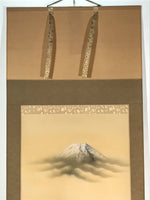 Japanese Boxed Hanging Scroll Vtg Samurai Horse Mount Fuji Color Kakejiku KJ38