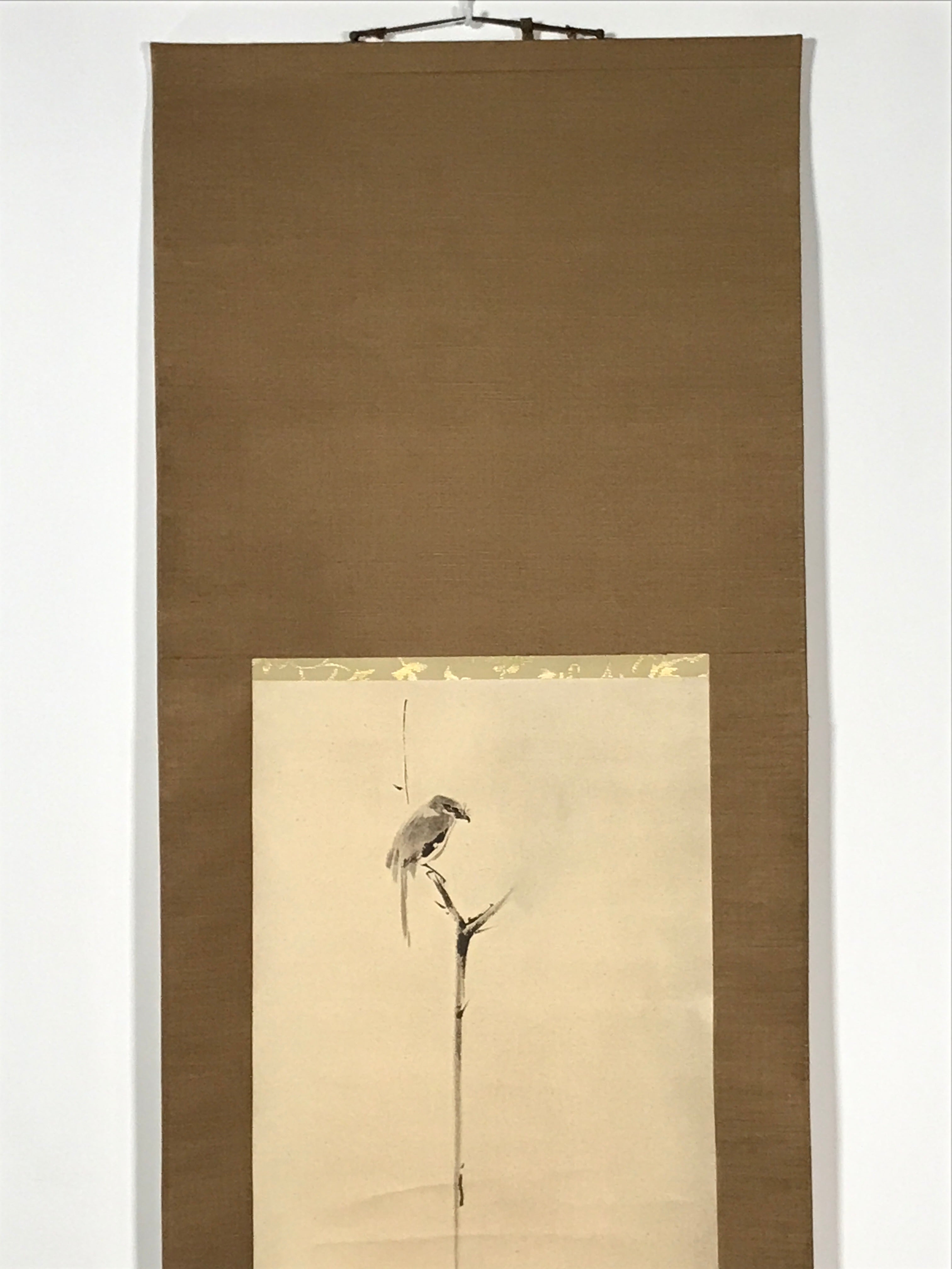 Japanese Boxed Hanging Scroll Vtg Shrike In A Barren Tree Miyamoto Musashi SC953