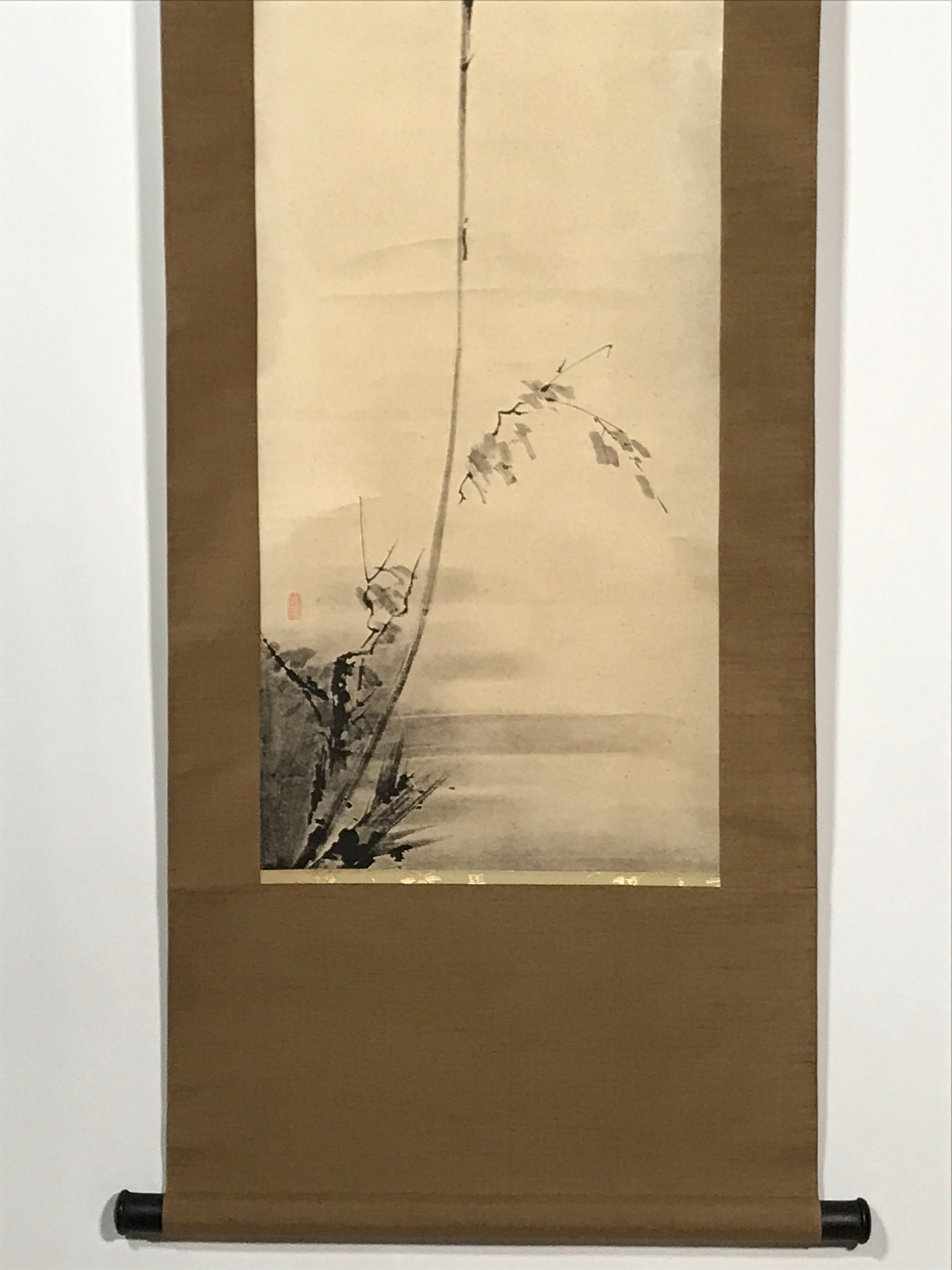Japanese Boxed Hanging Scroll Vtg Shrike In A Barren Tree Miyamoto Musashi SC953