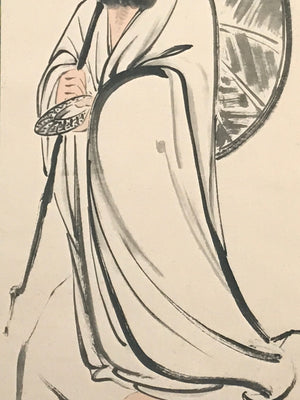 Japanese Boxed Hanging Scroll Vtg Tachi Daruma Zen Buddhist