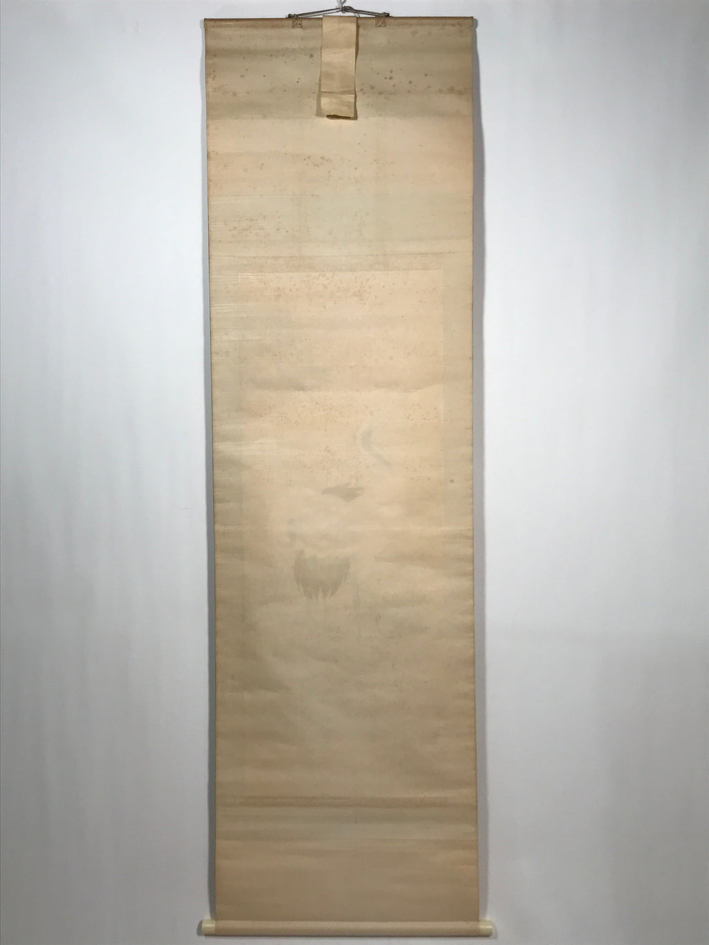 Japanese Boxed Hanging Scroll Vtg Two Cranes Pine Tree Red Sun Kakejiku SC956