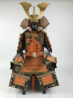 Japanese Boxed Samurai Miniature Armor Yoroi Set Vtg Boys' Festival Orange ID626