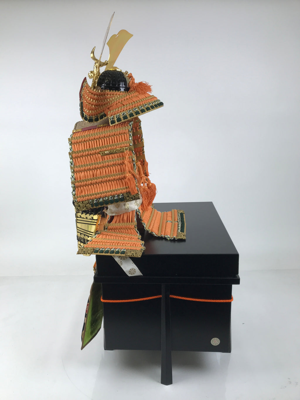 Japanese Boxed Samurai Miniature Armor Yoroi Set Vtg Boys' Festival Orange ID626