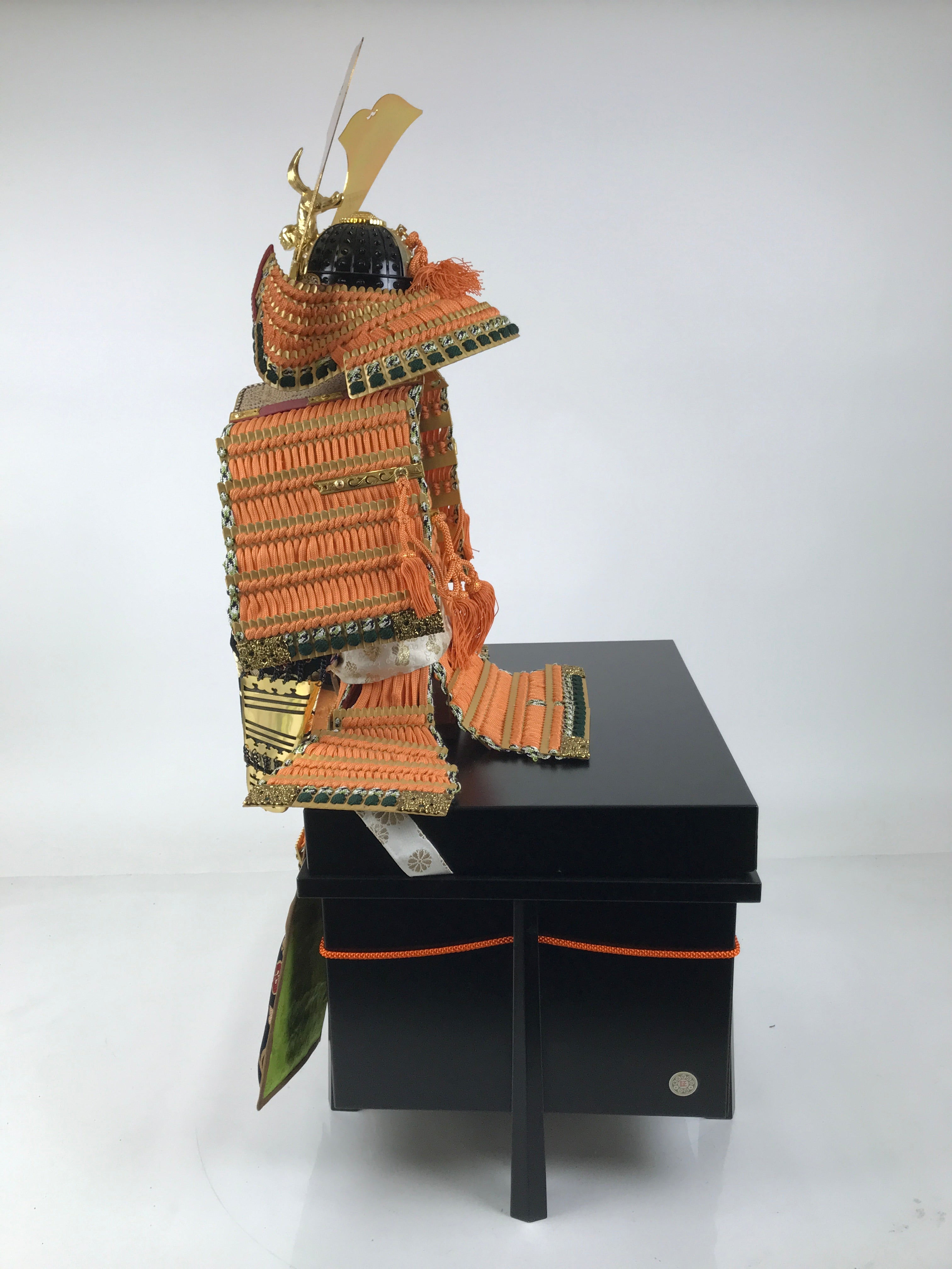 Japanese Boxed Samurai Miniature Armor Yoroi Set Vtg Boys' Festival Orange ID626