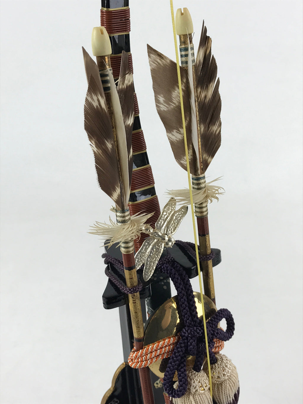 Japanese Boys' Day Bow Arrow And Sword Display Set Vtg Lacquer Stand Raden ID518