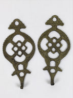 Japanese Brass Metal Buddhist Rinto Lantern Hanger Hooks Vtg 2pc Hardware JK900