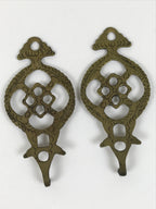 Japanese Brass Metal Buddhist Rinto Lantern Hanger Hooks Vtg 2pc Hardware JK900