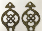 Japanese Brass Metal Buddhist Rinto Lantern Hanger Hooks Vtg 2pc Hardware JK900