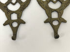 Japanese Brass Metal Buddhist Rinto Lantern Hanger Hooks Vtg 2pc Hardware JK900