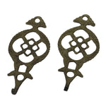 Japanese Brass Metal Buddhist Rinto Lantern Hanger Hooks Vtg 2pc Hardware JK900