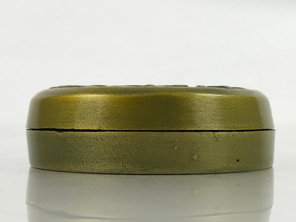 Japanese Brass Vermilion Ink Pad Red Seal Shuniku Vtg Container Shochikubai SZ56