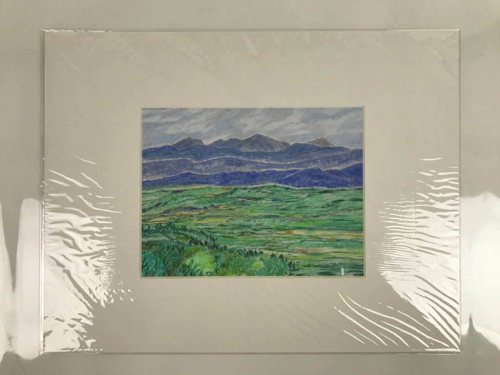 Japanese Bright Mountain Landscape Pastel Drawing Original Art Unsigned FL315