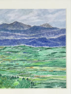 Japanese Bright Mountain Landscape Pastel Drawing Original Art Unsigned FL315