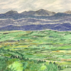 Japanese Bright Mountain Landscape Pastel Drawing Original Art Unsigned FL315