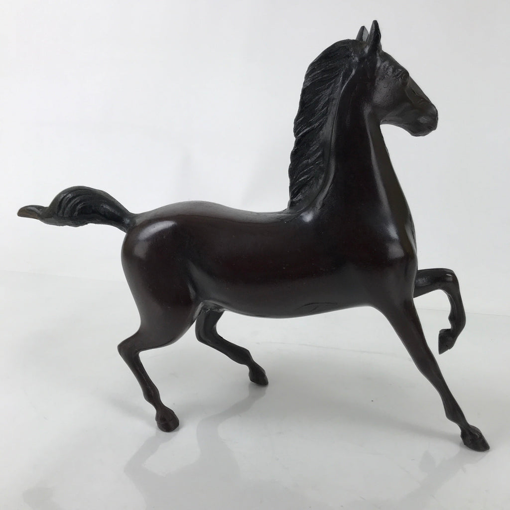Japanese Bronze Horse Statue Vtg Large Zodiac Uma Animal Okimono Brown ST15