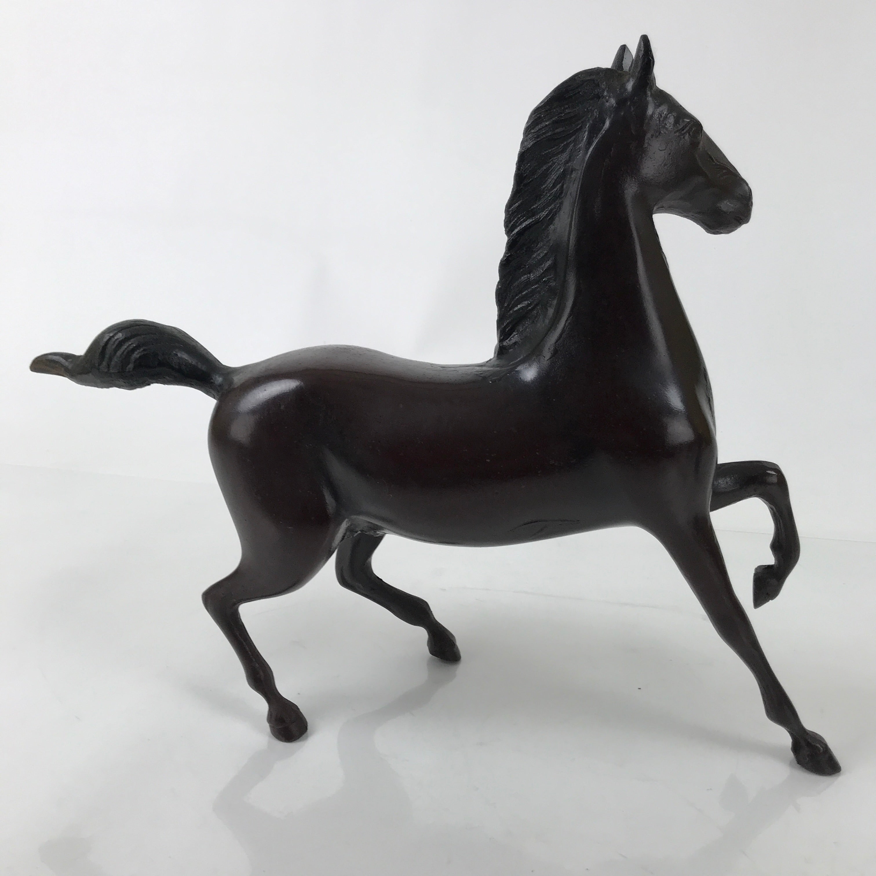 Japanese Bronze Horse Statue Vtg Large Zodiac Uma Animal Okimono Brown ST15