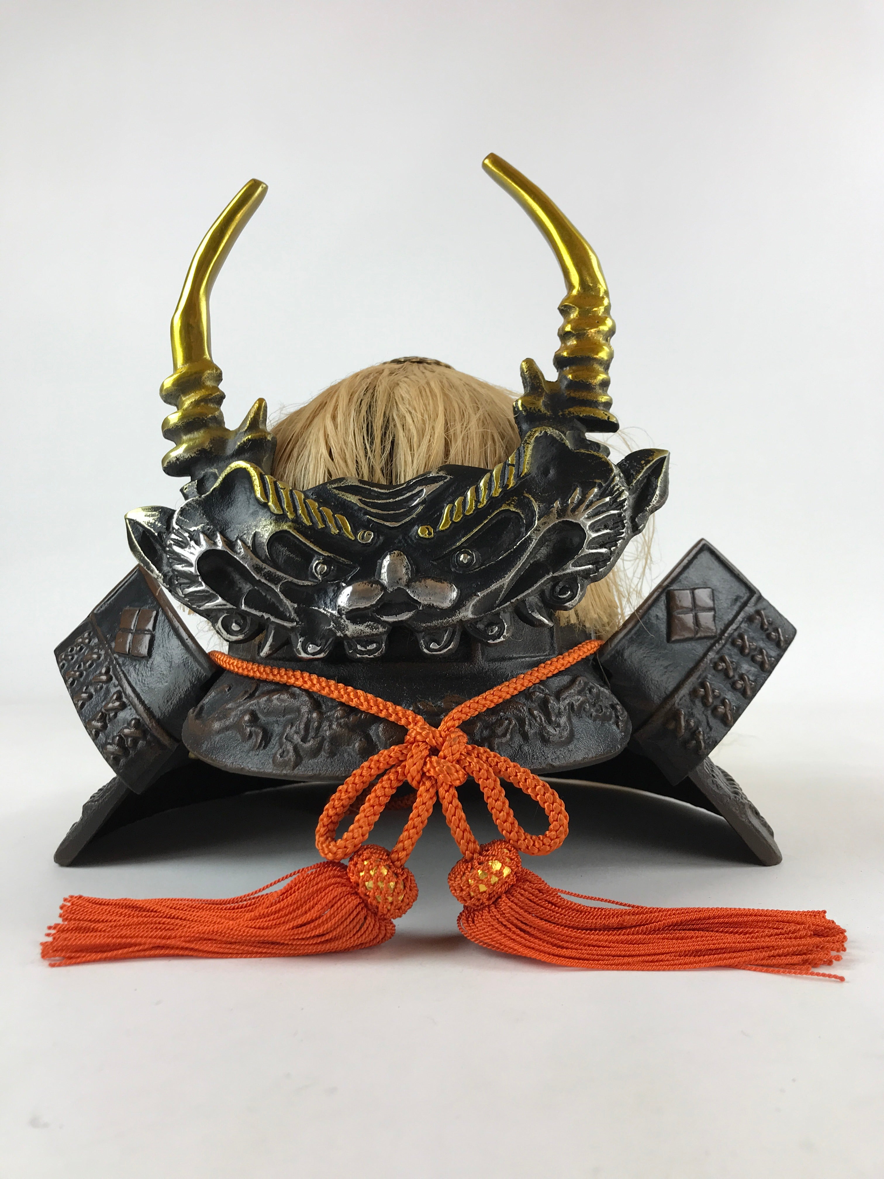 Japanese Bronze Kabuto Samurai Helmet Display Vtg Takeda Shingen Okimono ID549