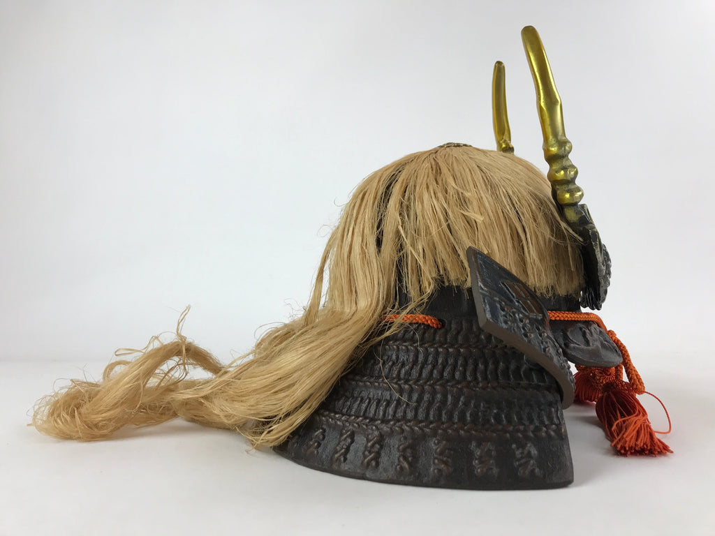 Japanese Bronze Kabuto Samurai Helmet Display Vtg Takeda Shingen Okimono ID549