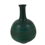 Japanese Bronze Metal Flower Vase Kabin Round Ikebana Arrangement Green FK165
