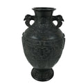 Japanese Bronze Metal Flower Vase Kabin Round Ikebana Arrangement Green FK202