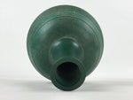Japanese Bronze Metal Flower Vase Kabin Vtg Round Ikebana Arrangement Green FK81