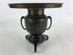 Japanese Bronze Usubata Flower Vase Vtg Ikebana Arrangement 2pc Kabin UB55