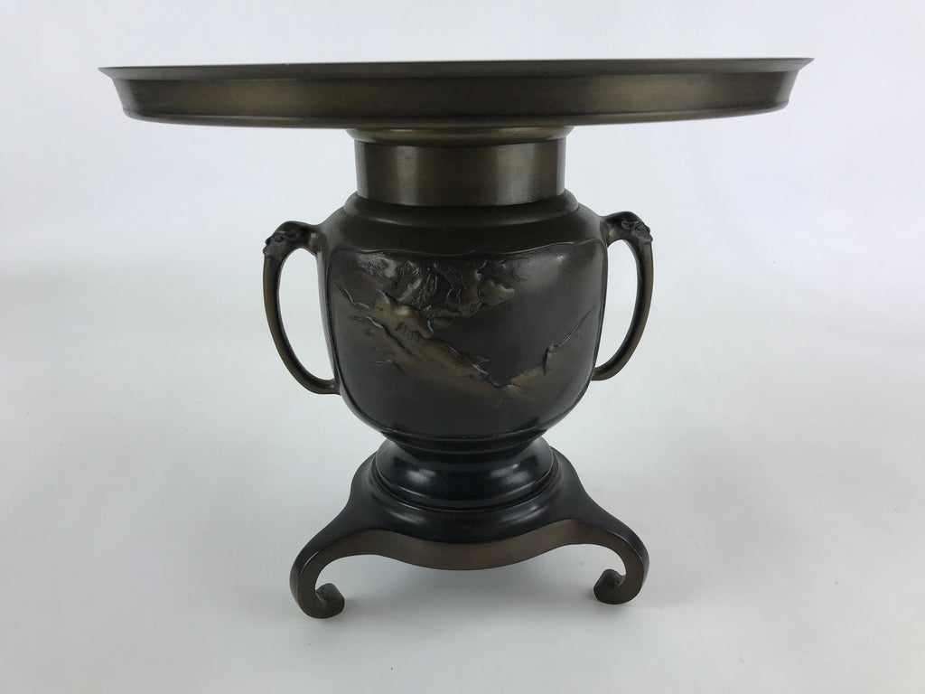 Japanese Bronze Usubata Flower Vase Vtg Ikebana Arrangement 2pc Kabin UB55