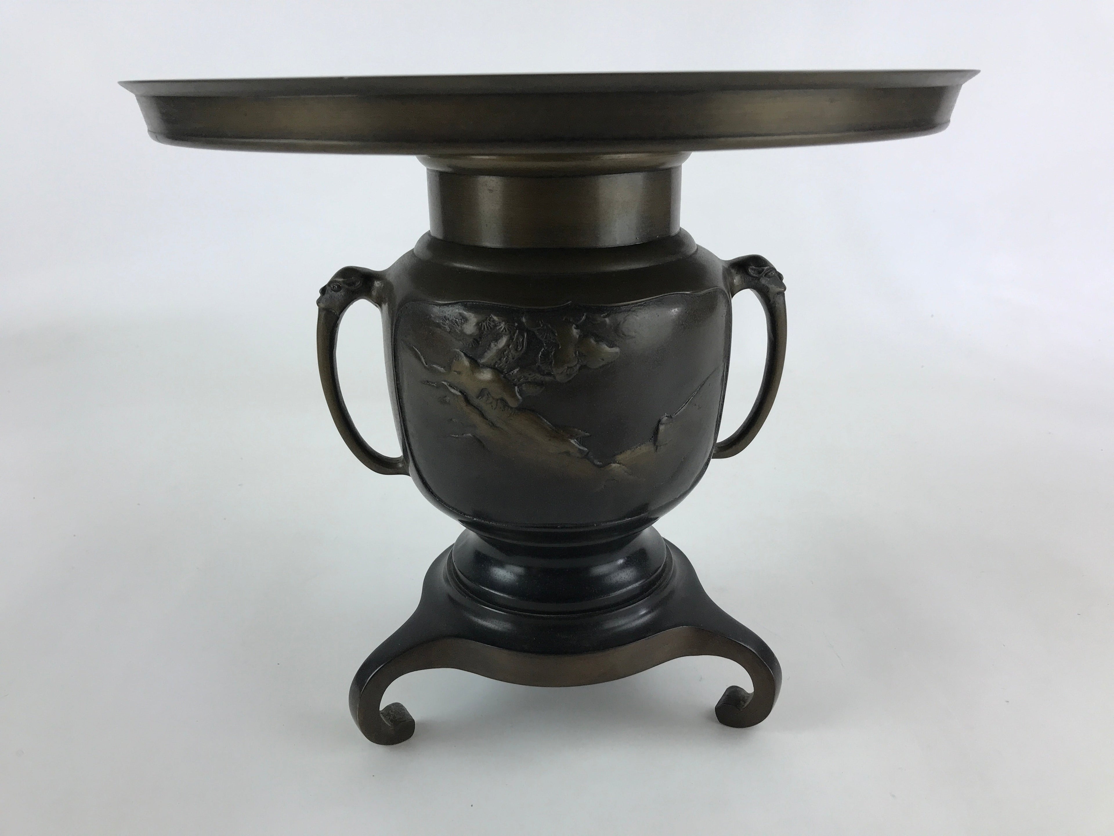 Japanese Bronze Usubata Flower Vase Vtg Ikebana Arrangement 2pc Kabin UB55