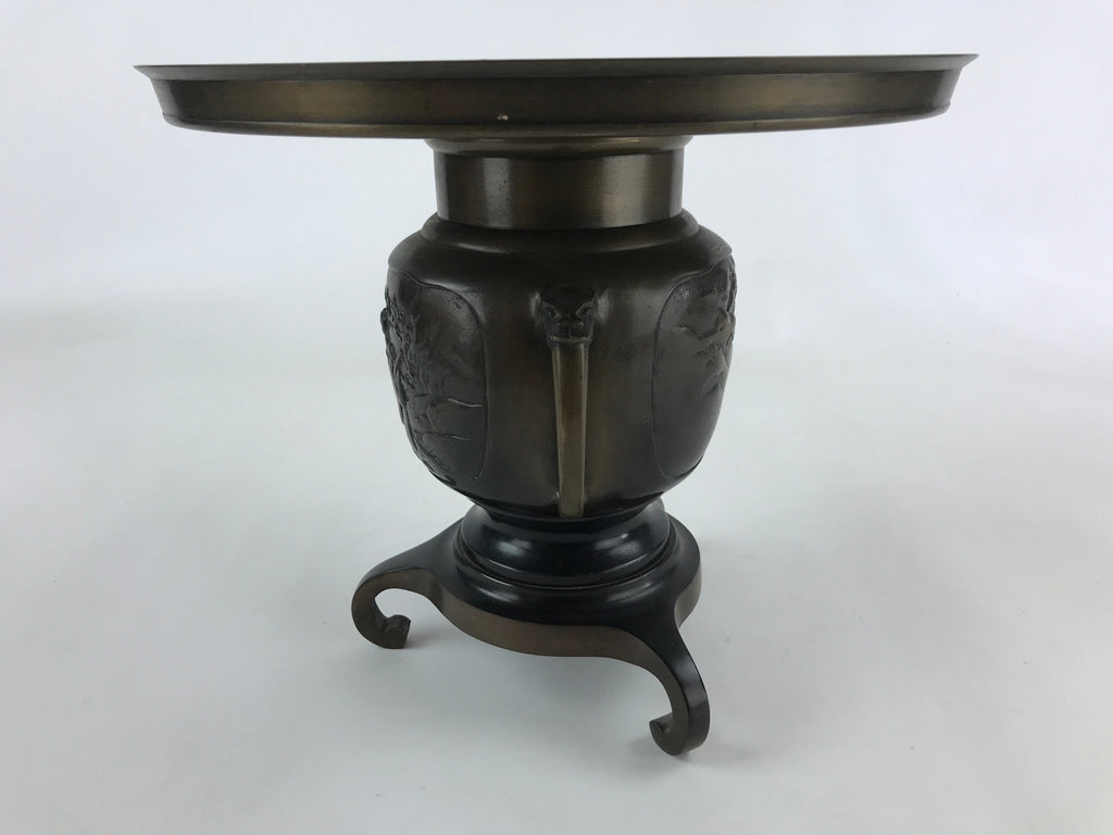 Japanese Bronze Usubata Flower Vase Vtg Ikebana Arrangement 2pc Kabin UB55