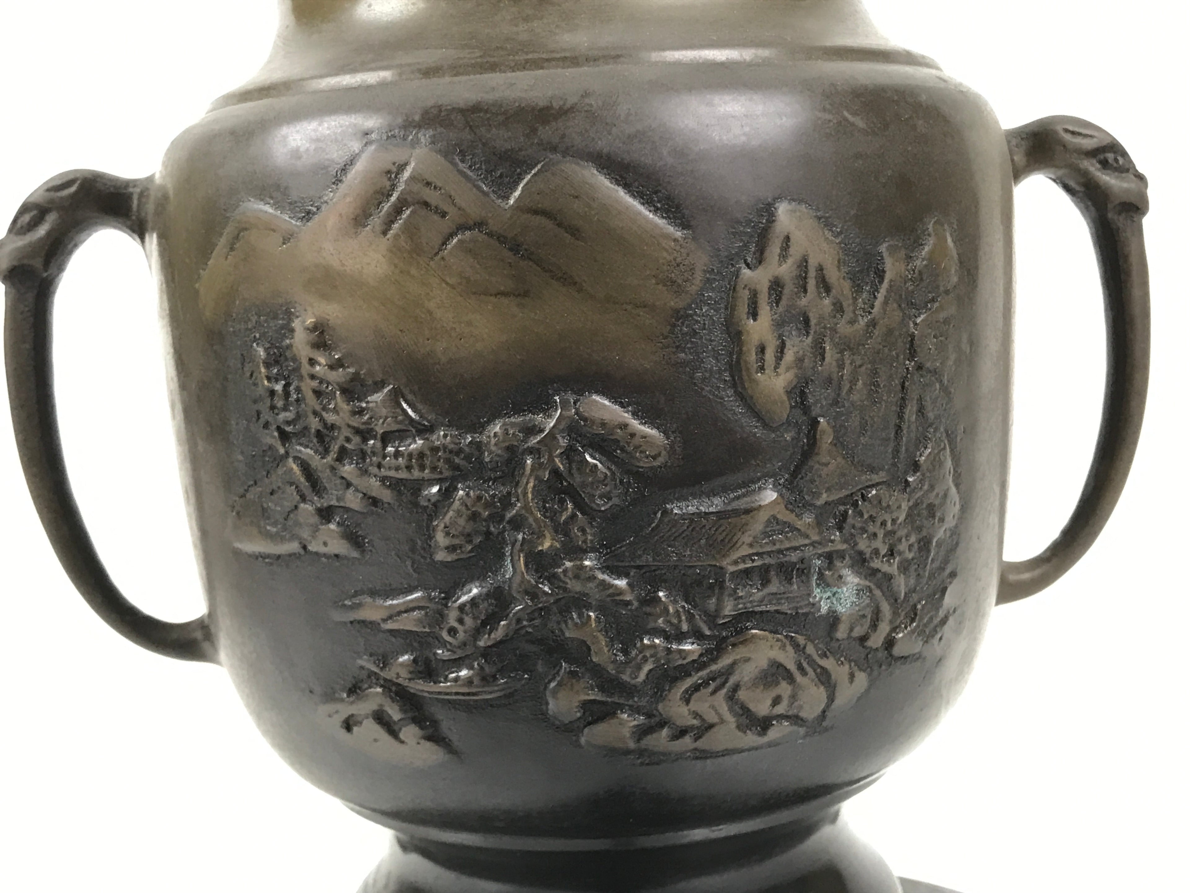 Japanese Bronze Usubata Flower Vase Vtg Ikebana Arrangement 2pc Kabin UB59