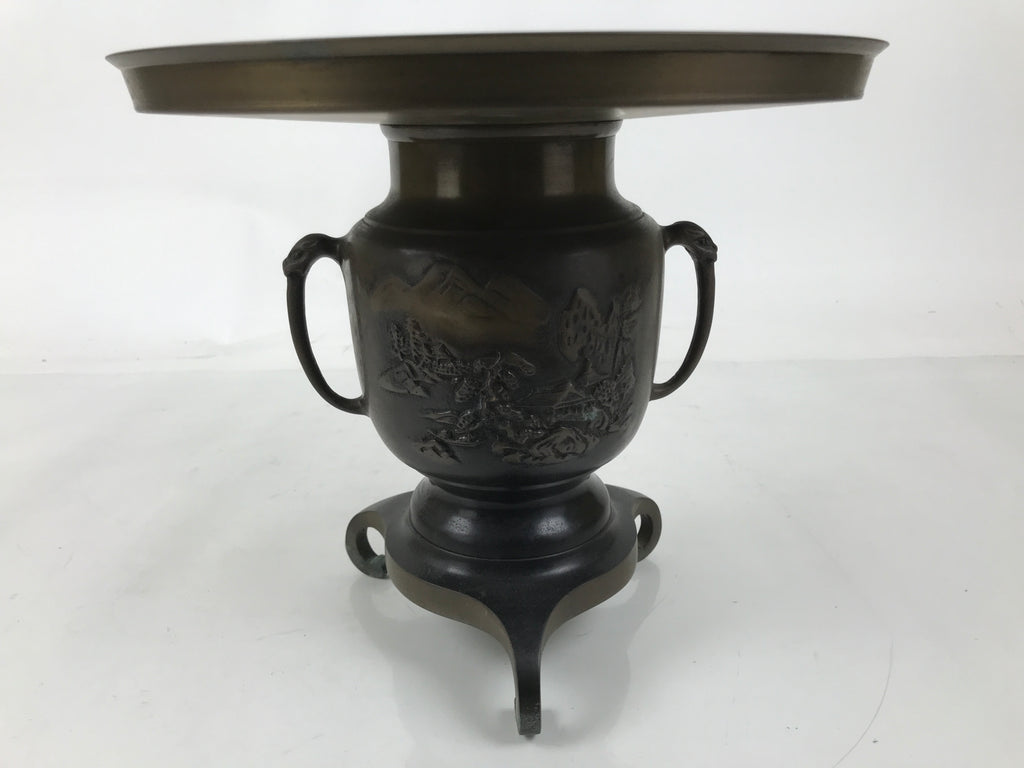 Japanese Bronze Usubata Flower Vase Vtg Ikebana Arrangement 2pc Kabin UB59