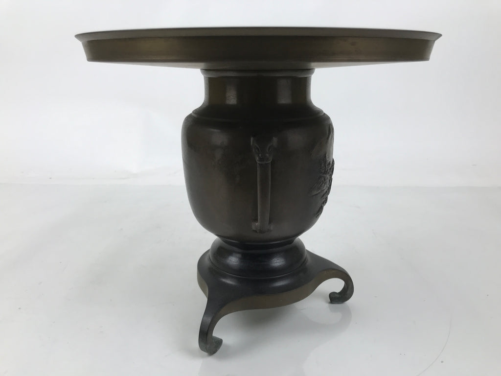 Japanese Bronze Usubata Flower Vase Vtg Ikebana Arrangement 2pc Kabin UB59