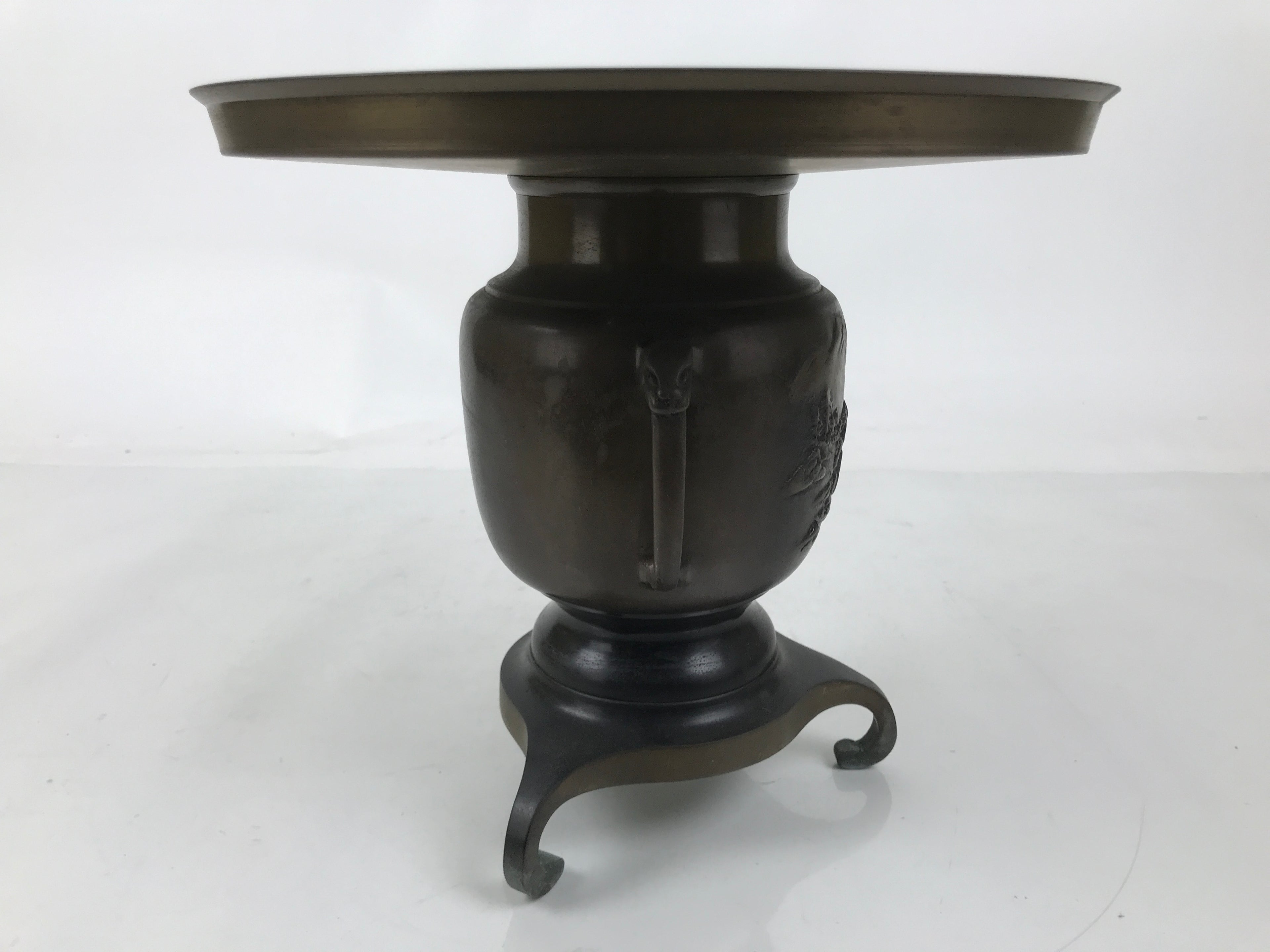 Japanese Bronze Usubata Flower Vase Vtg Ikebana Arrangement 2pc Kabin UB59