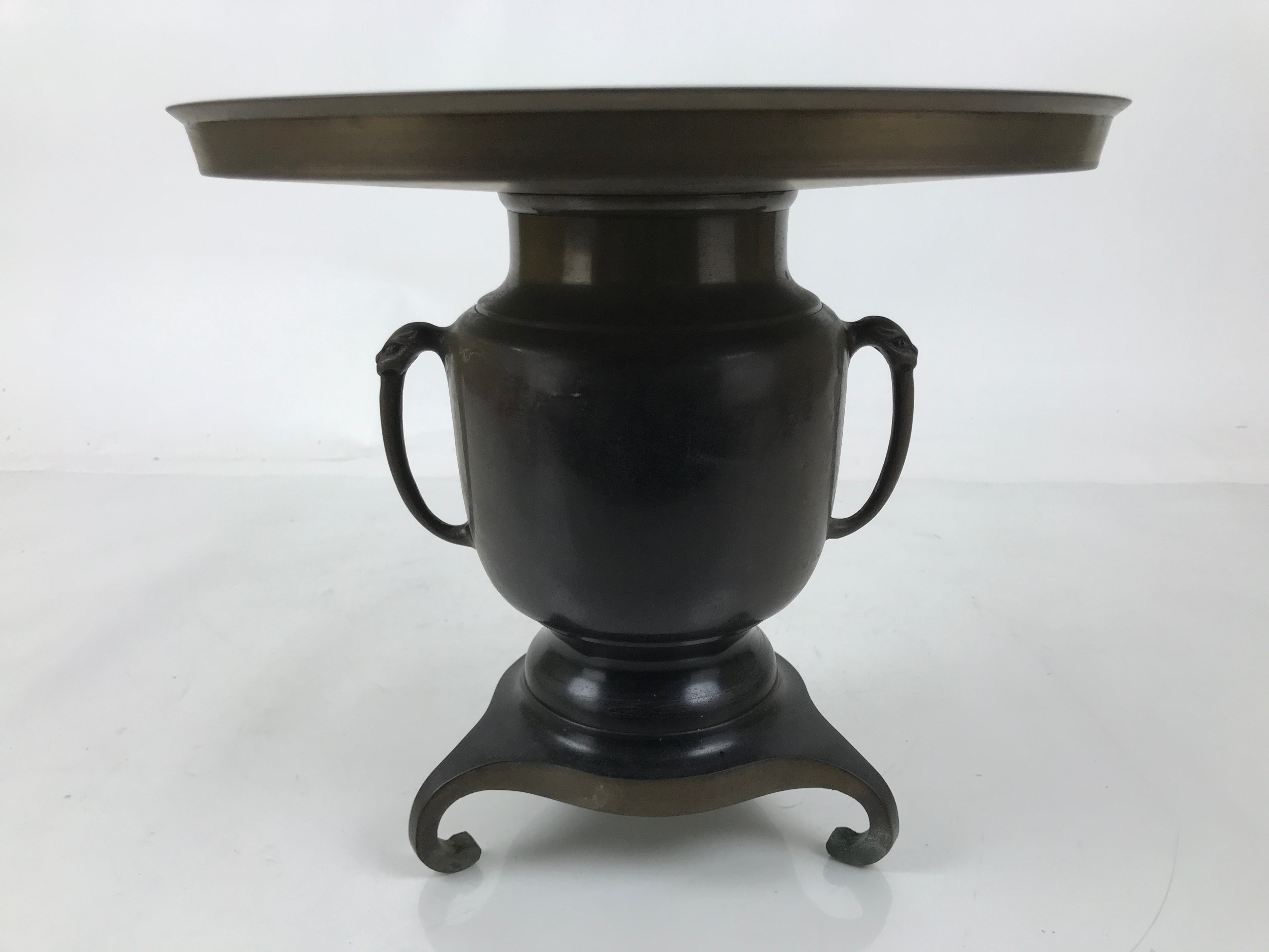 Japanese Bronze Usubata Flower Vase Vtg Ikebana Arrangement 2pc Kabin UB59
