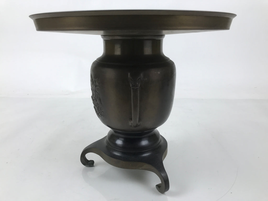 Japanese Bronze Usubata Flower Vase Vtg Ikebana Arrangement 2pc Kabin UB59