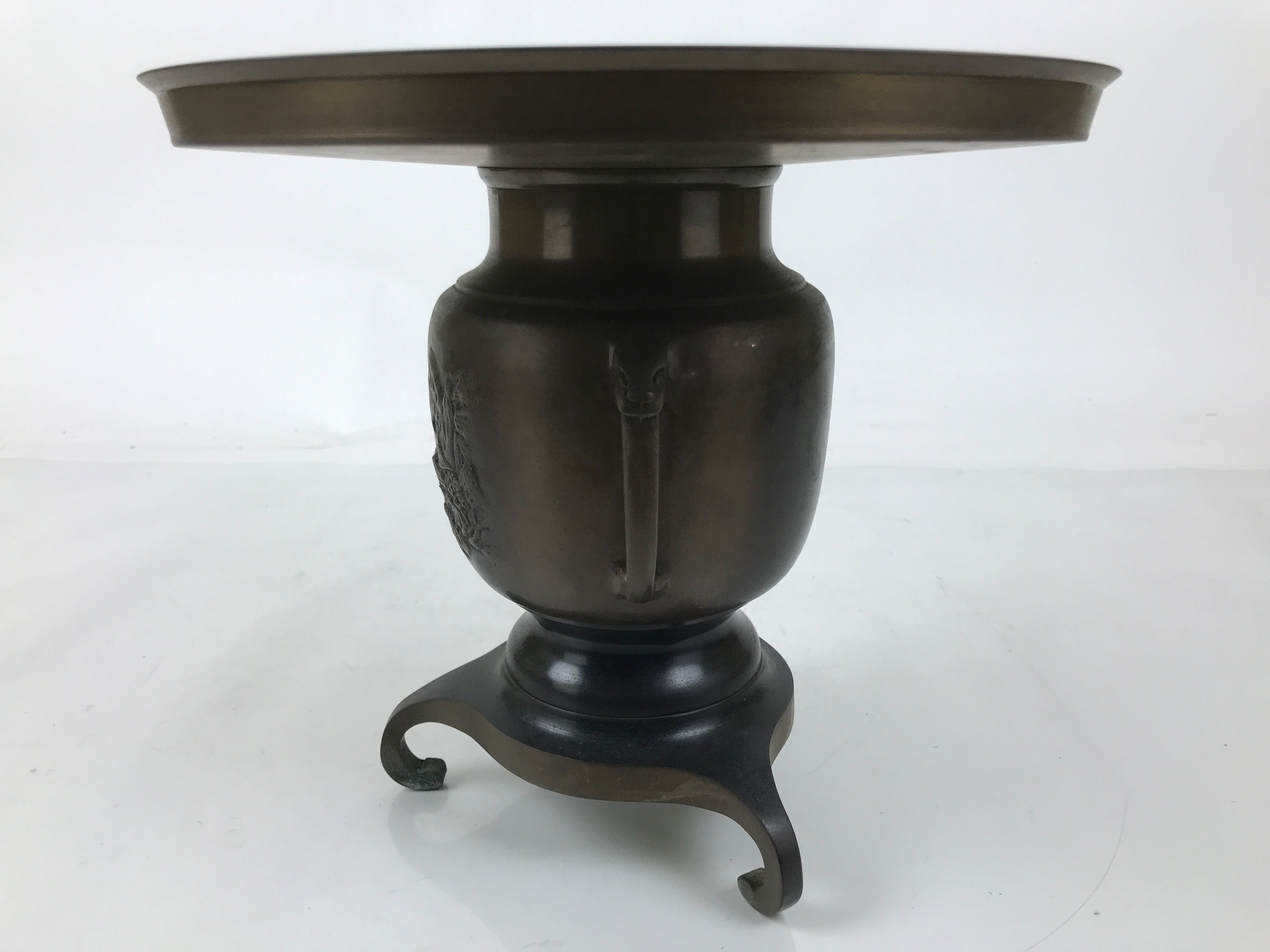 Japanese Bronze Usubata Flower Vase Vtg Ikebana Arrangement 2pc Kabin UB59