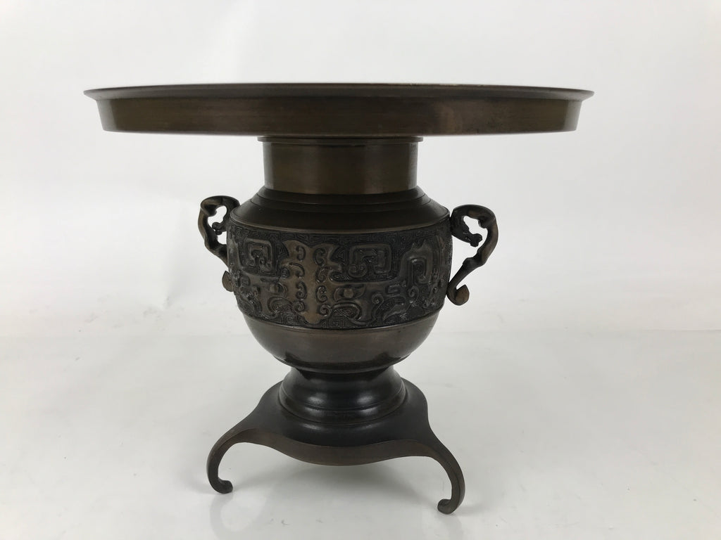 Japanese Bronze Usubata Flower Vase Vtg Ikebana Arrangement 2pc Kabin UB60