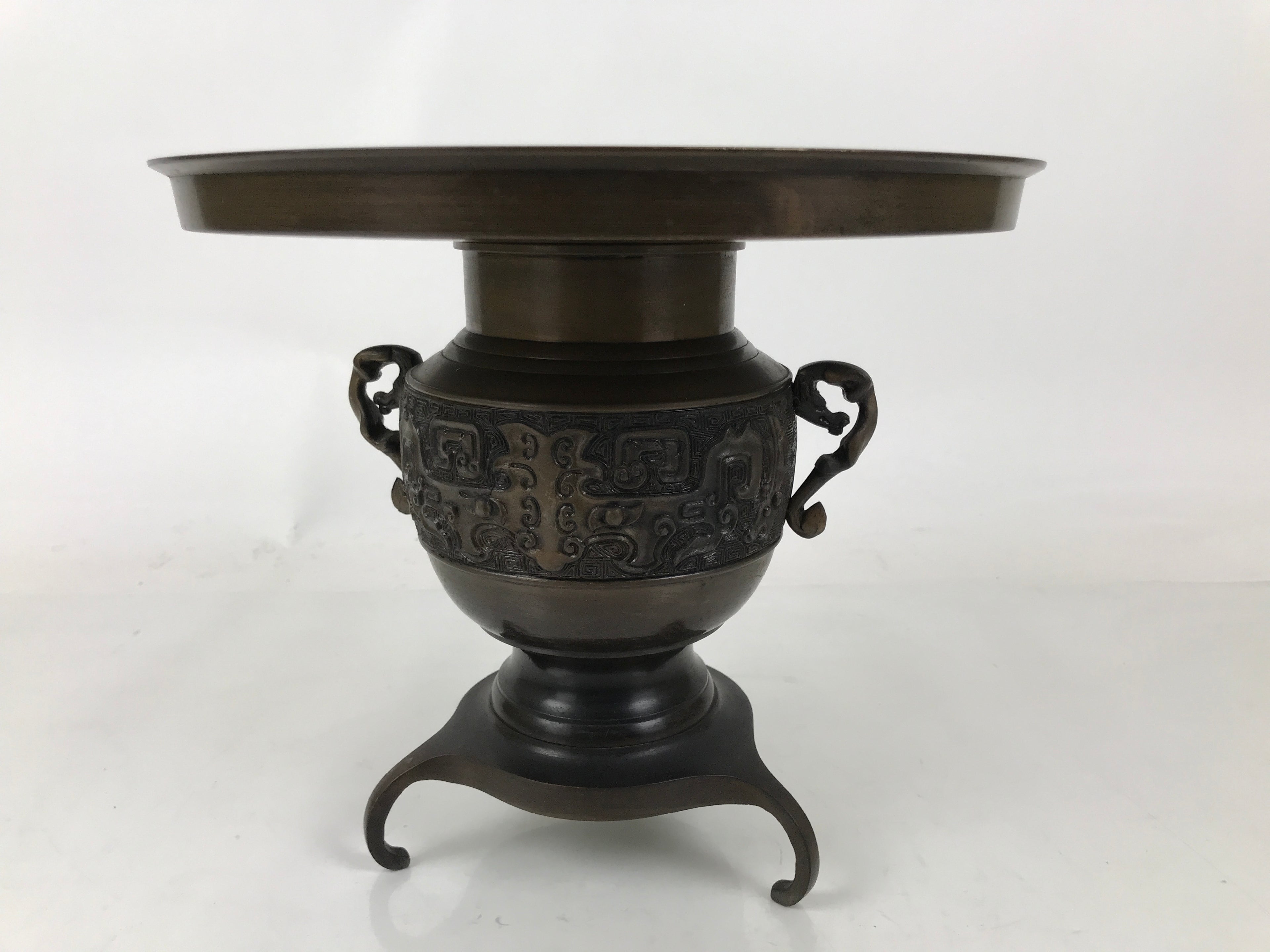 Japanese Bronze Usubata Flower Vase Vtg Ikebana Arrangement 2pc Kabin UB60