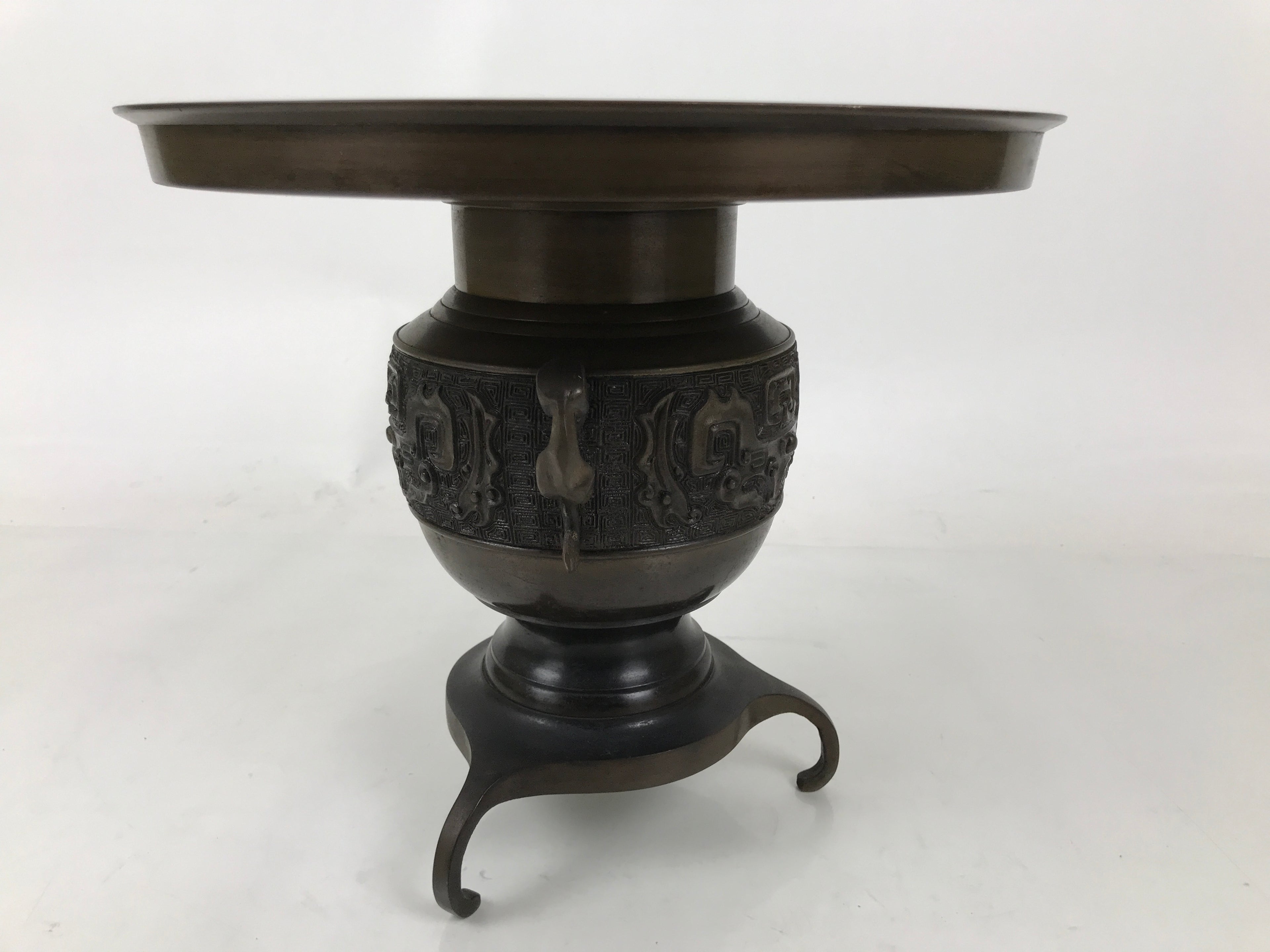Japanese Bronze Usubata Flower Vase Vtg Ikebana Arrangement 2pc Kabin UB60