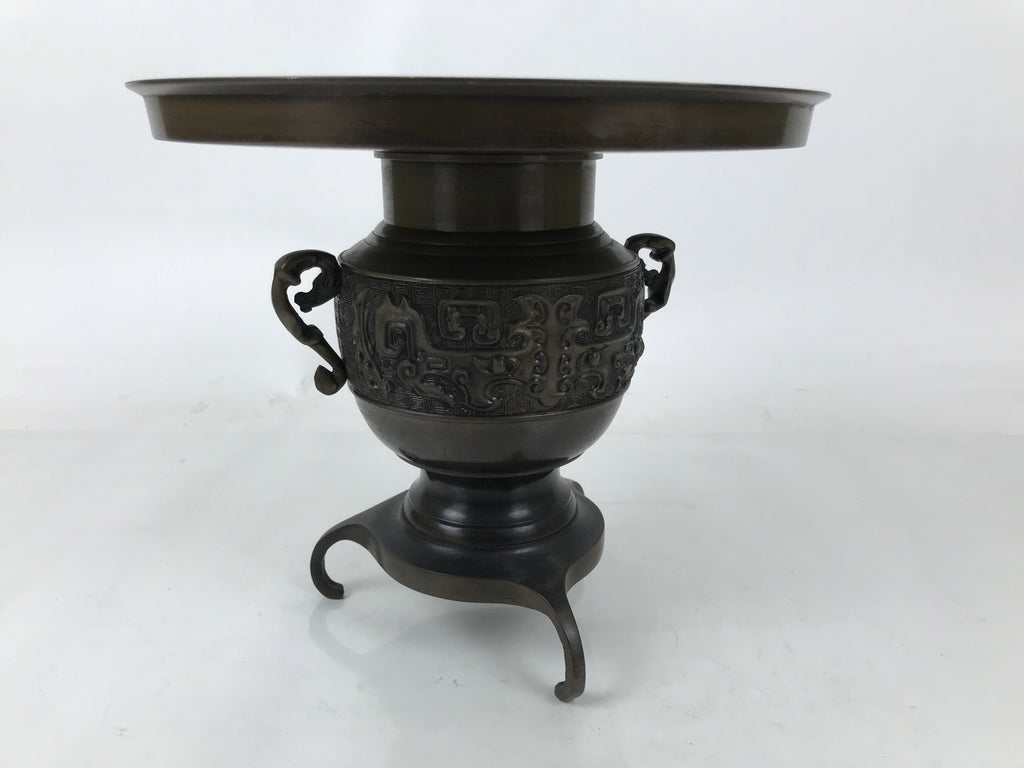Japanese Bronze Usubata Flower Vase Vtg Ikebana Arrangement 2pc Kabin UB60