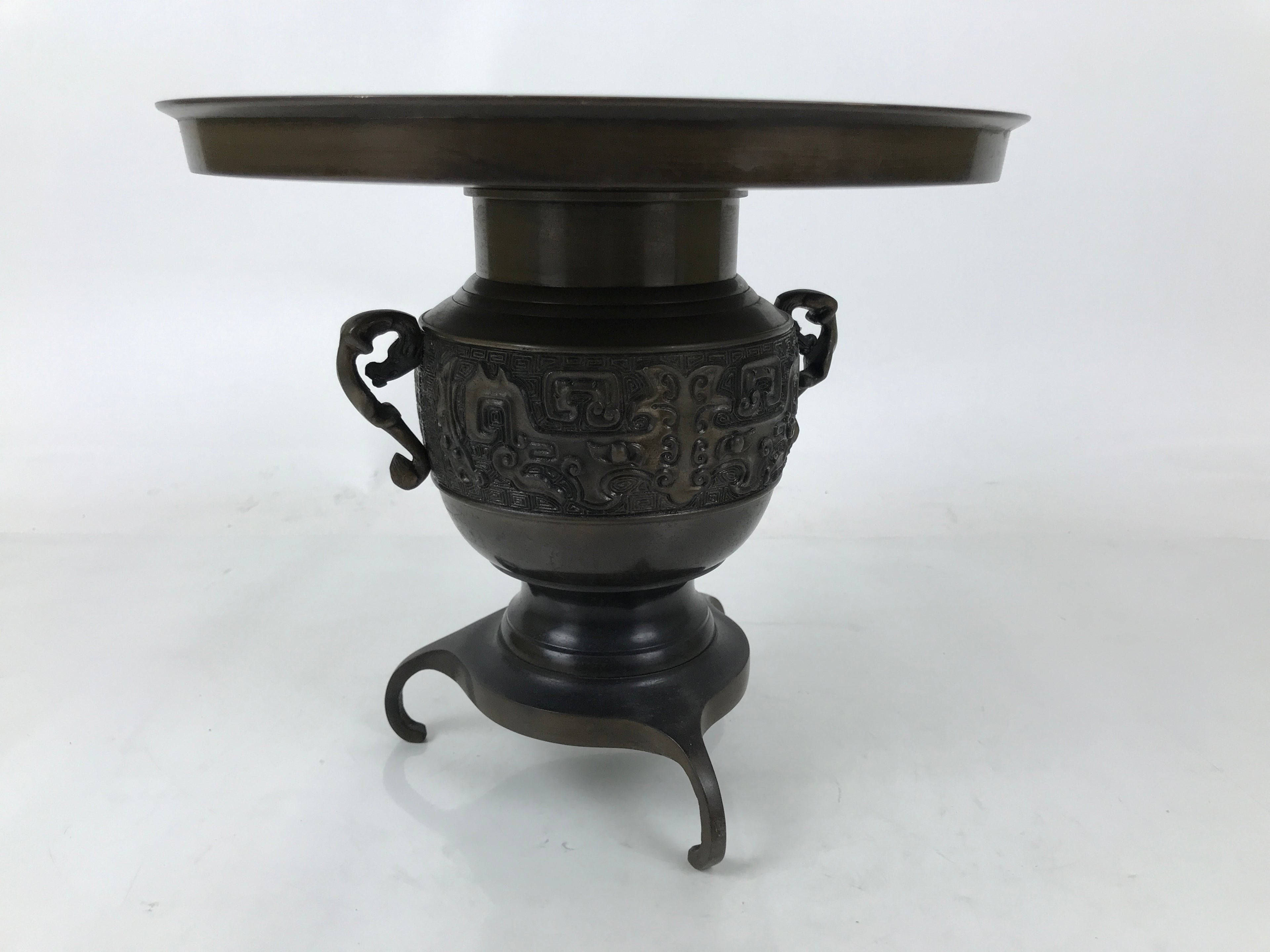 Japanese Bronze Usubata Flower Vase Vtg Ikebana Arrangement 2pc Kabin UB60