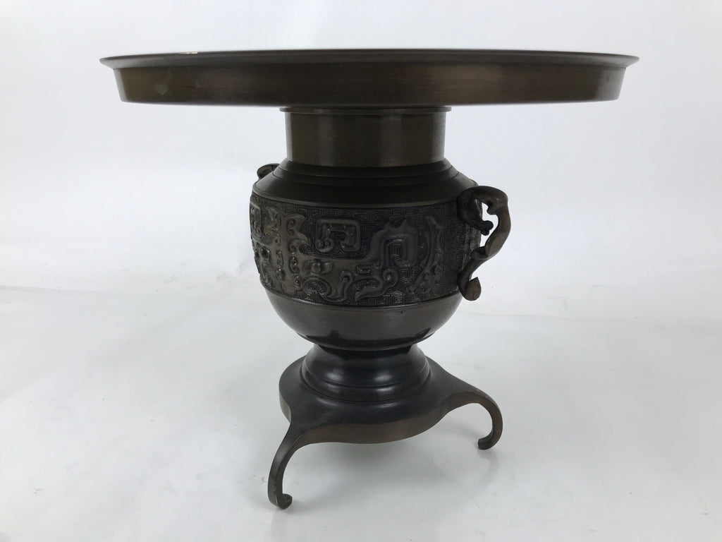Japanese Bronze Usubata Flower Vase Vtg Ikebana Arrangement 2pc Kabin UB60
