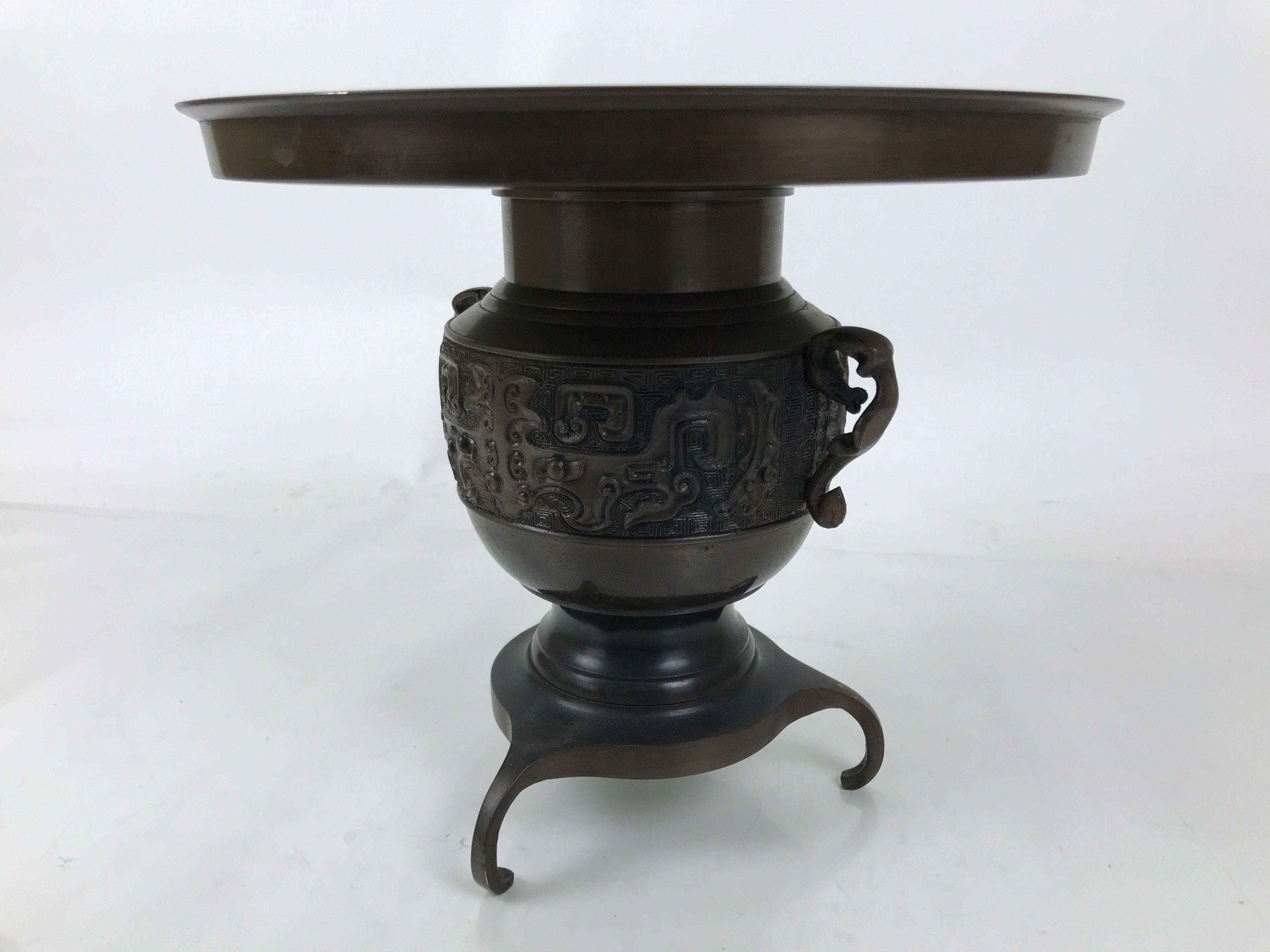Japanese Bronze Usubata Flower Vase Vtg Ikebana Arrangement 2pc Kabin UB60