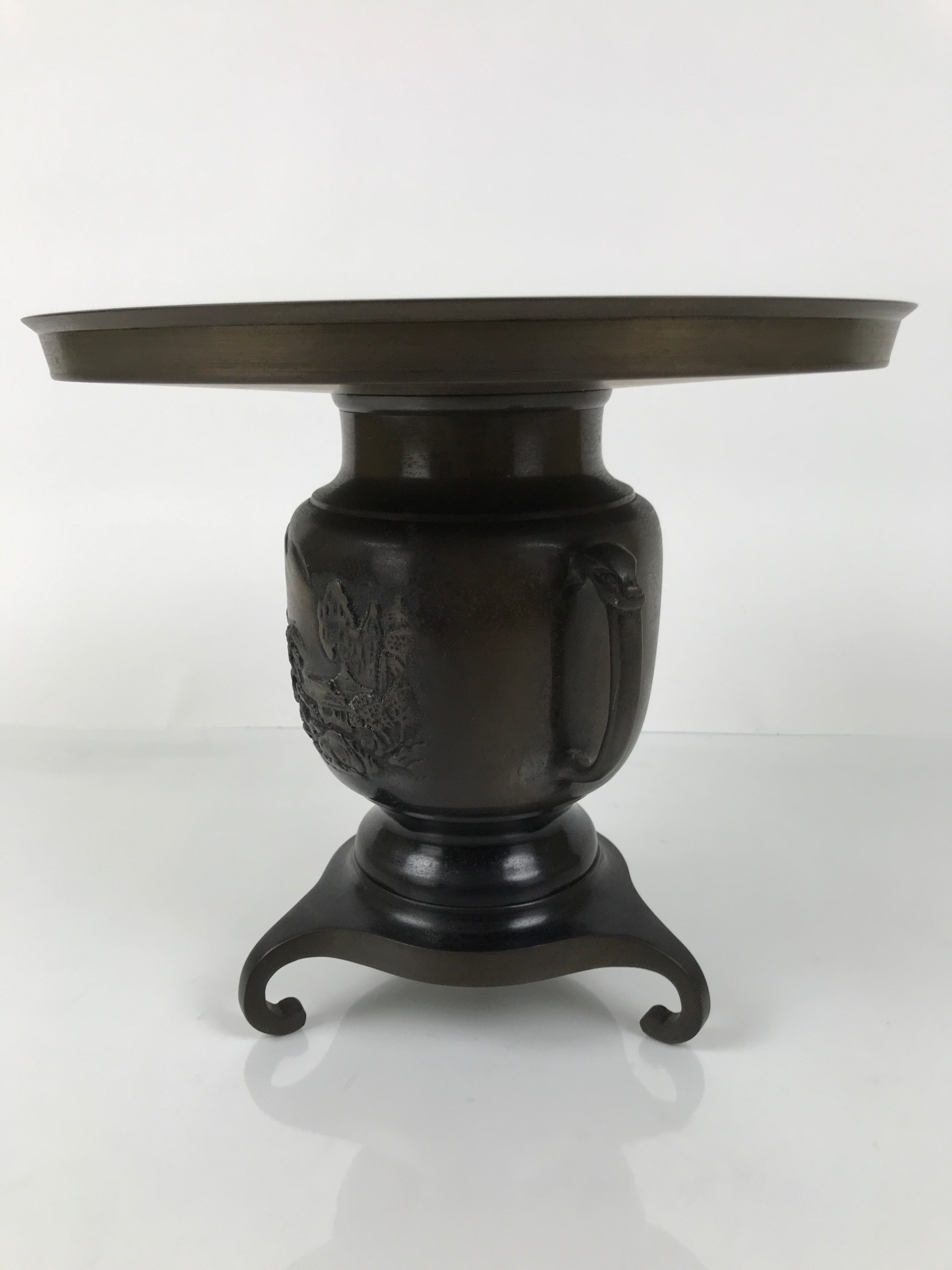 Japanese Bronze Usubata Flower Vase Vtg Ikebana Arrangement 2pc Kabin UB61