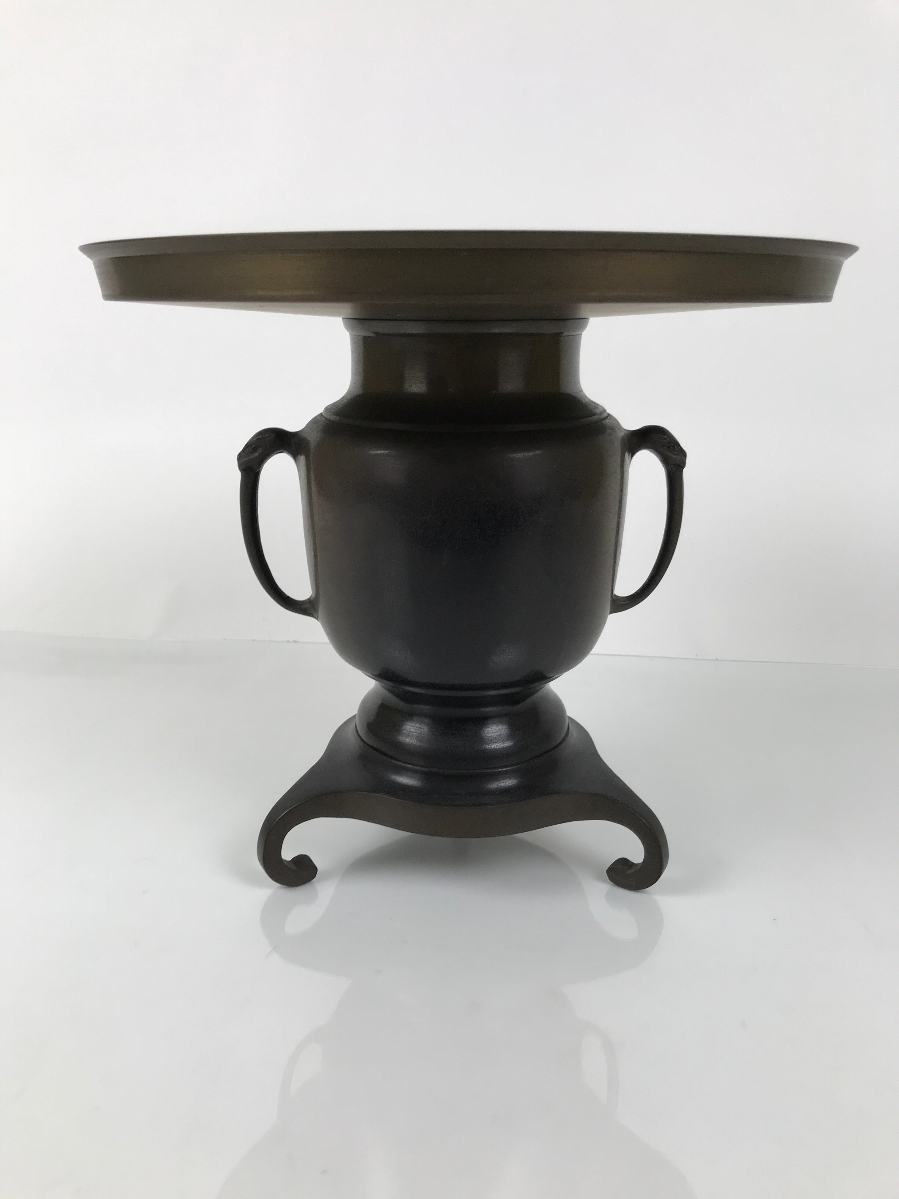 Japanese Bronze Usubata Flower Vase Vtg Ikebana Arrangement 2pc Kabin UB61