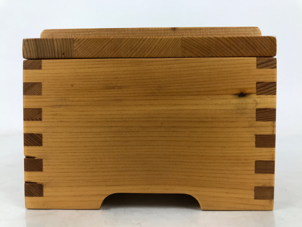 Japanese Brushed Lacquer Lidded Wooden Box Dish Vtg Kaiseki Meal Brown L410
