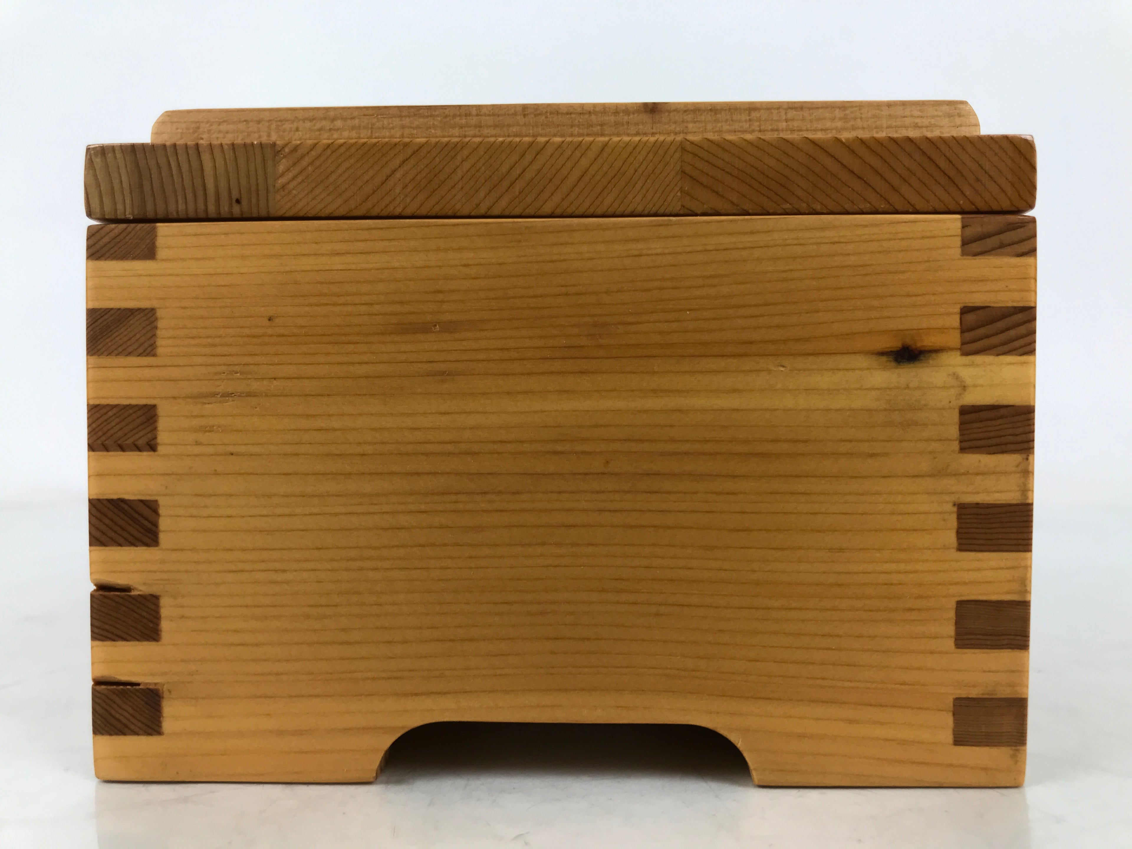 Japanese Brushed Lacquer Lidded Wooden Box Dish Vtg Kaiseki Meal Brown L410